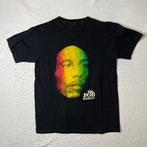 Bob Marley Graphic T-Shirt Mens Black Reggae Music Rastafari Portrait‎